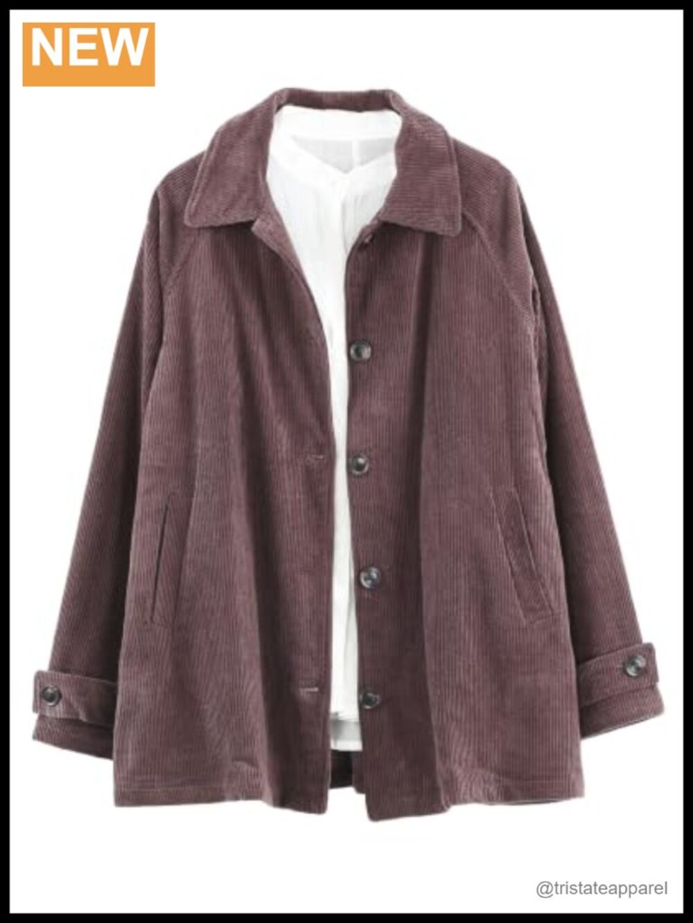 Women's Corduroy Jacket Long Sleeve Button Down Casual Coat with Pockets